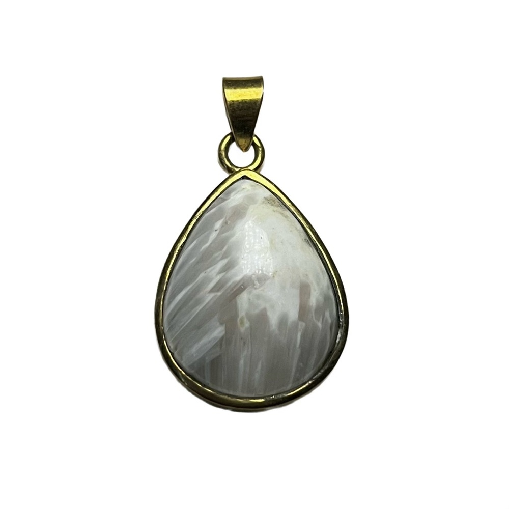 Gold-Tone White Teardrop Pendant – Minor Flaws